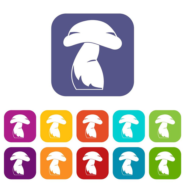 Good mushroom icons set flat - Vetor, Imagem