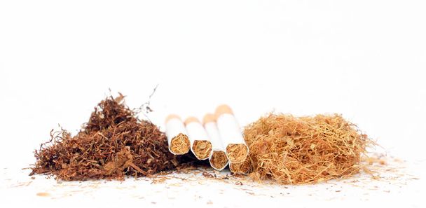 два разных вида табака на белом фоне, концепция зависимости
, - Фото, изображение