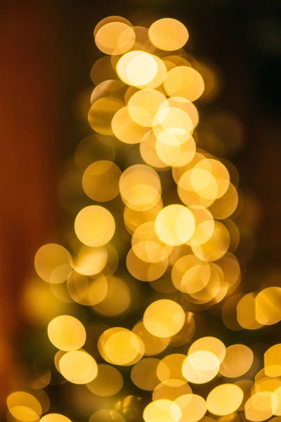 Bokeh of a Christmas tree in lovely home. - Photo, Image