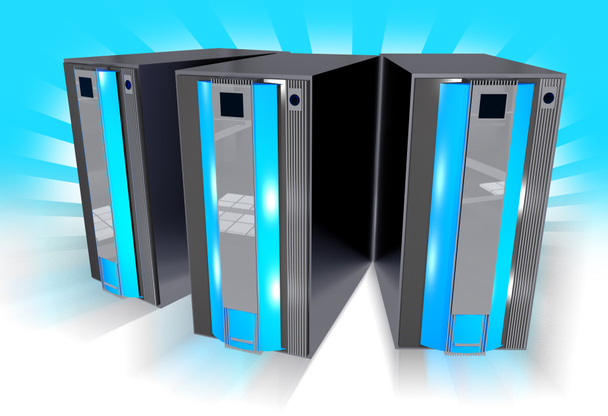 tres servidores azules - Foto, afbeelding