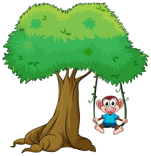 猿の木にスイングを再生 - ベクター画像