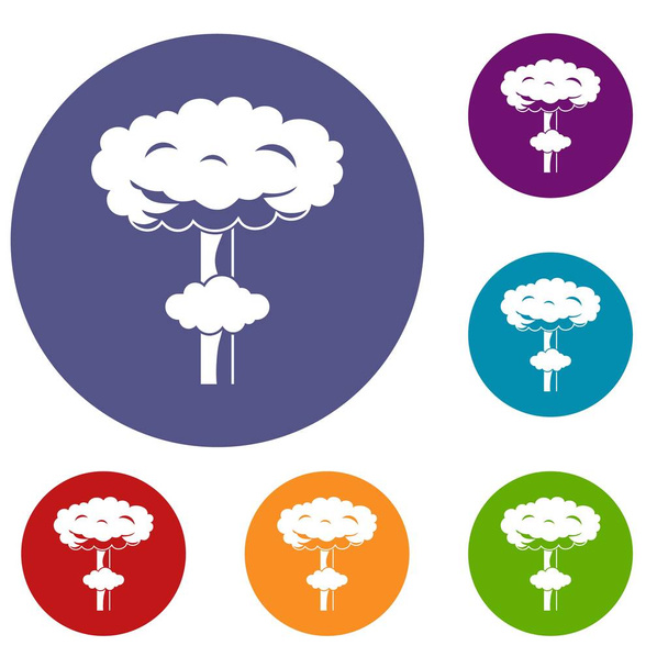 Nuclear explosion icons set - Vector, imagen