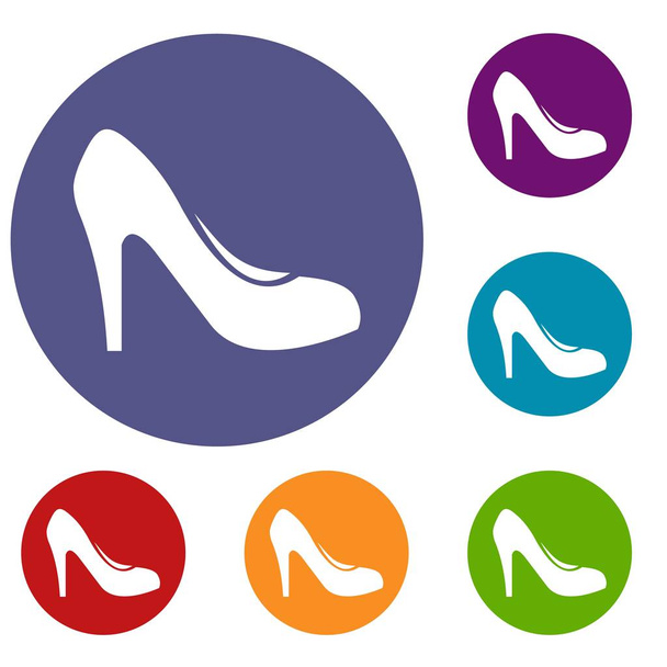 Women shoe with heels icons set - Vector, imagen