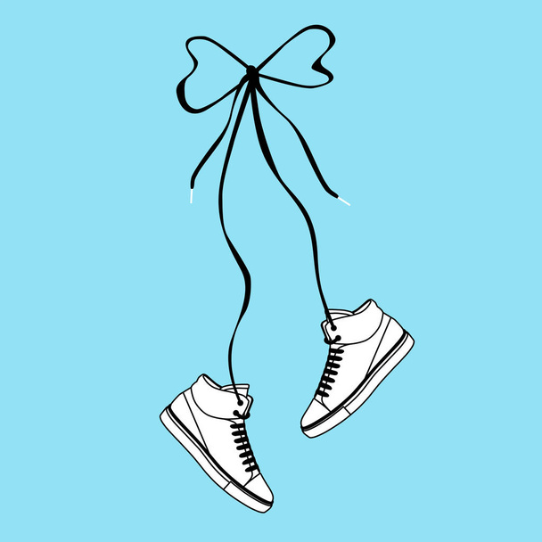  sneakers hang on laces. Vector illustration - Vektor, obrázek