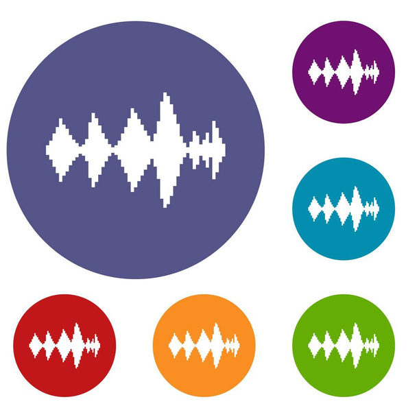 Audio digital equalizer technology icons set - Wektor, obraz