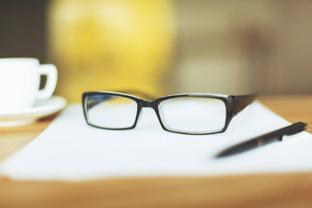 Paper, glasses and coffee  - 写真・画像