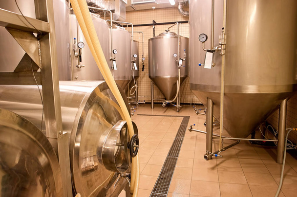 Steel brewery kettles indoor. - Photo, Image