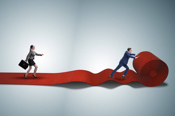 Pessoas de negócios em conceito de sucesso com tapete vermelho
 - Foto, Imagem