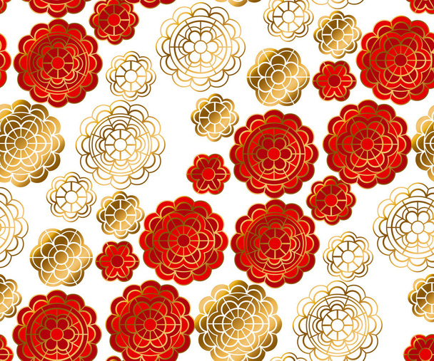 Κόκκινο και χρυσό μοτίβο στην Κίνα στυλ. Εικονογράφηση διάνυσμα κάρτα, πρόσκληση, κινέζικο νέο έτος γιορτή. - Διάνυσμα, εικόνα