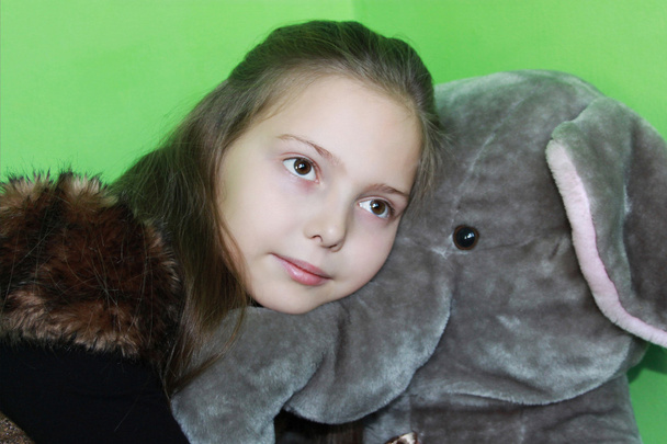 holka s hračkou slon - Fotografie, Obrázek