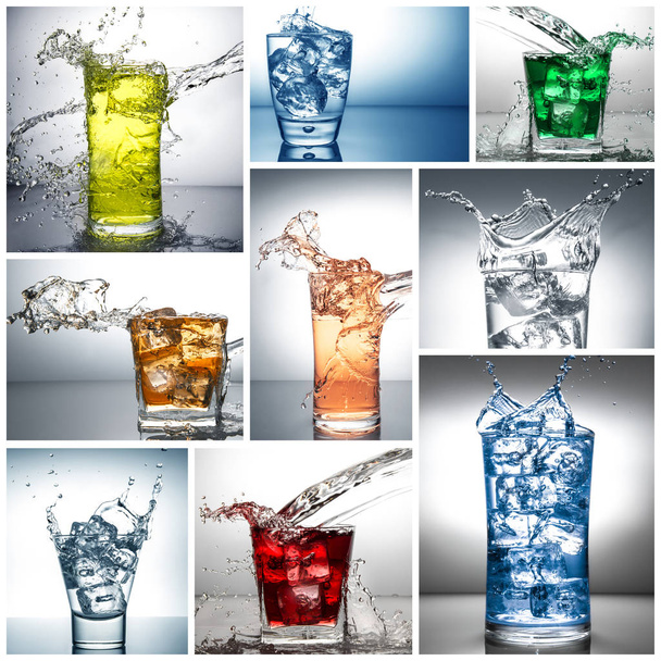 Wasser spritzt Collage Glas - Foto, Bild