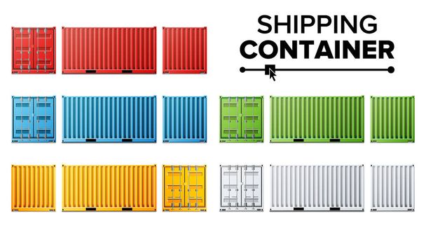配送貨物コンテナー ベクトルを設定します。貨物輸送コンテナーの概念。物流、交通機関。白い背景イラストを分離 - ベクター画像
