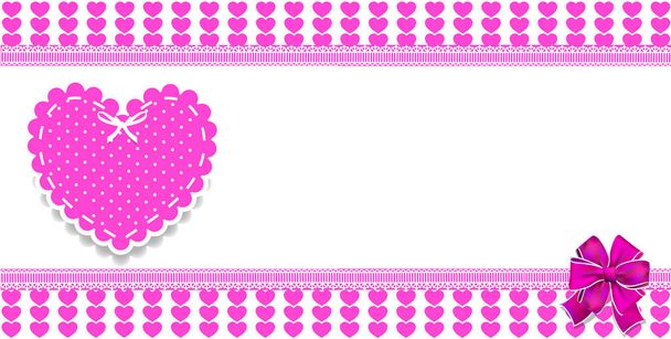 Schattig sjabloon met roze harten patroon - Vector, afbeelding
