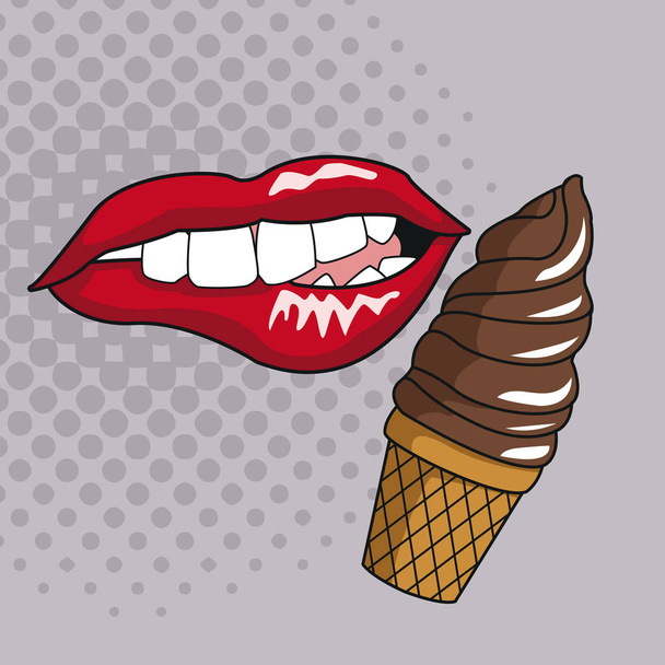 Delicioso sorvete pop art
 - Vetor, Imagem