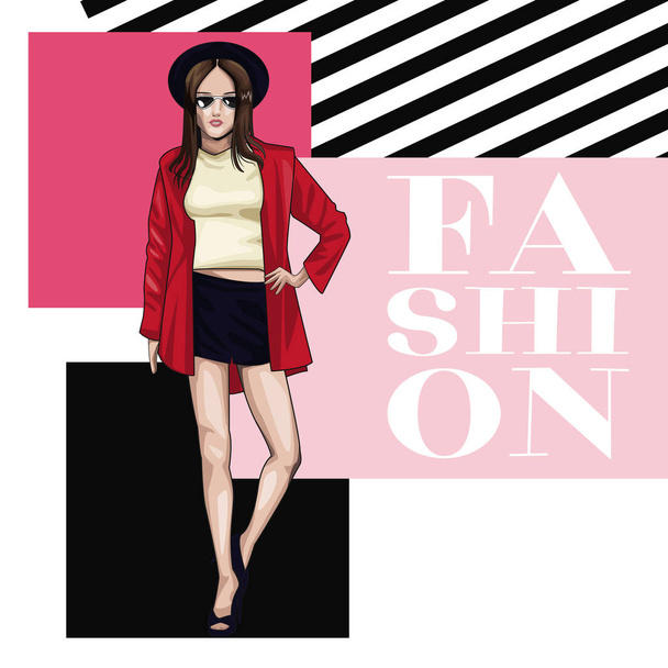 Woman with fashion clothes - Vector, Image