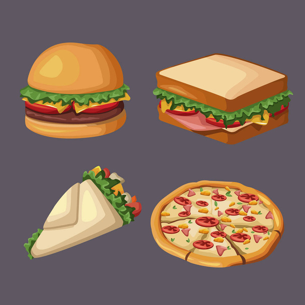 Icone fast food - Vettoriali, immagini
