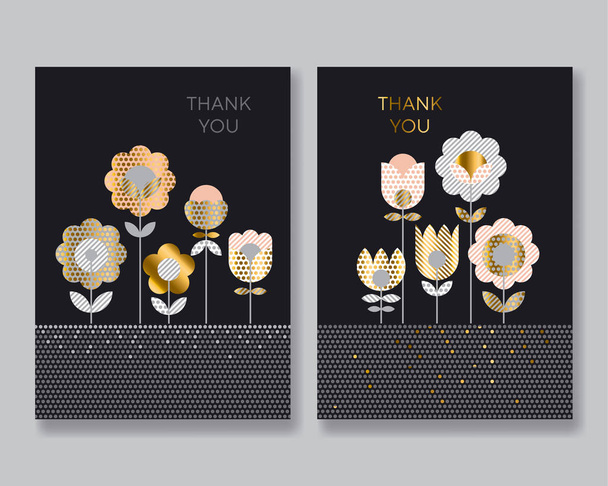 abstrakte einfache Folk-Stil elegante florale Oberflächengestaltung für Karte oder Poster. Konzept geometrische Tulpenblüten in Gold und Beige. Frühlingsblüte Vektor Illustration. - Vektor, Bild
