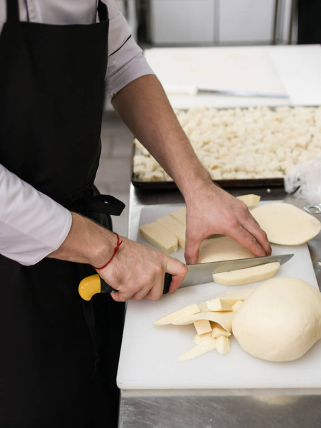 cheese cutting food ingredients preparing - Foto, Imagem