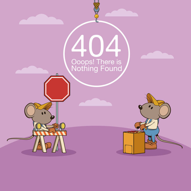 error 404 with funny mouses cartoon - Vector, Image