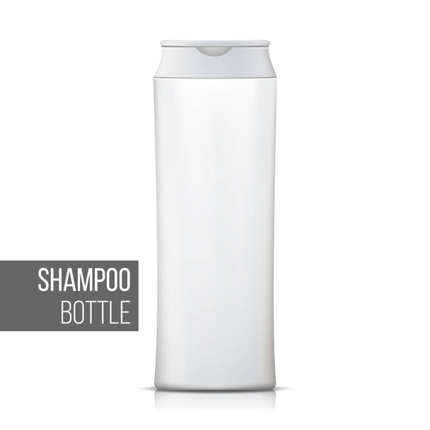 White Shampoo Bottle Vector. Empty Realistic Bottle. Cosmetic Container Packages. Isolated On White Illustration - Vector, Image