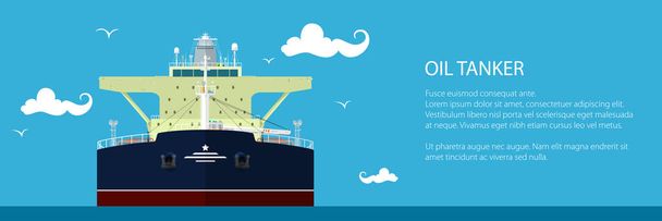Banner with Oil Tanker - Vector, Image