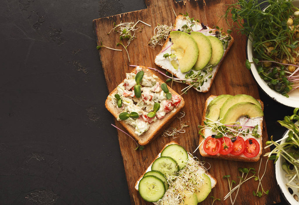Számos egészséges vegetáriánus szendvicsek - Fotó, kép