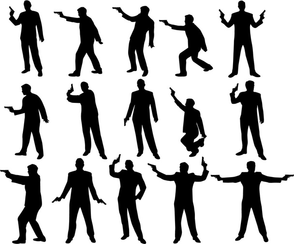 Man with a gun silhouettes - Vector, Image