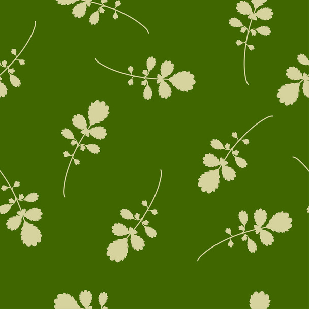 Seamless floral pattern. Repeating texture on a green background. Blade of grass. Perfect for printing on fabric or paper. - Vektor, kép