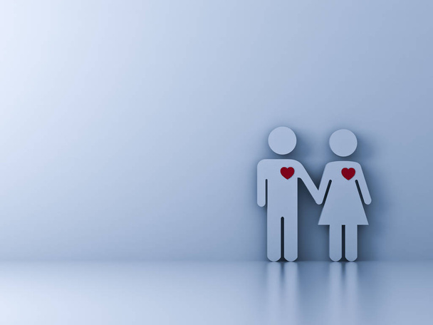 Love couple holding hand on white background with shadow. 3D rendering. - Photo, Image