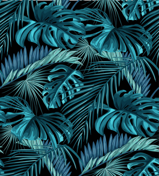 Vector tropical leaves summer seamless pattern - Vecteur, image