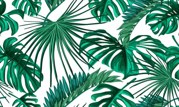 Vector tropical leaves summer seamless pattern - Vector, Image