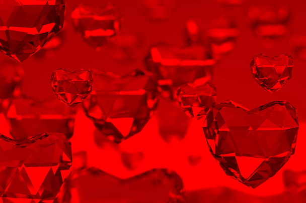 piros szív kristály 3D-s illusztráció - Fotó, kép