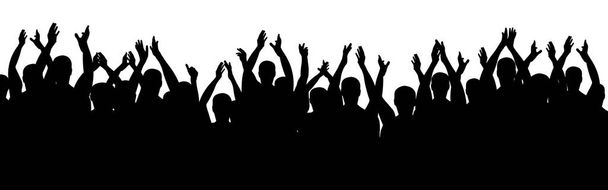 Applause people. Cheerful crowd cheering. Hands up. Silhouette vector - Vector, Image