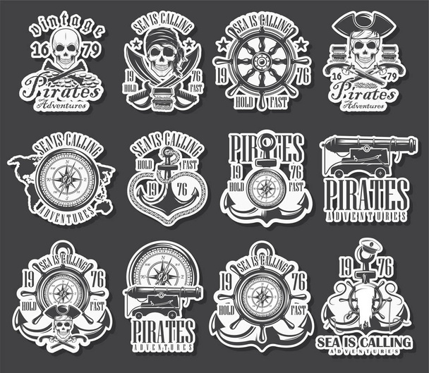 a set of vector illustrations, marine themes, icons and logos of the skull. Pirates vector - Foto, imagen