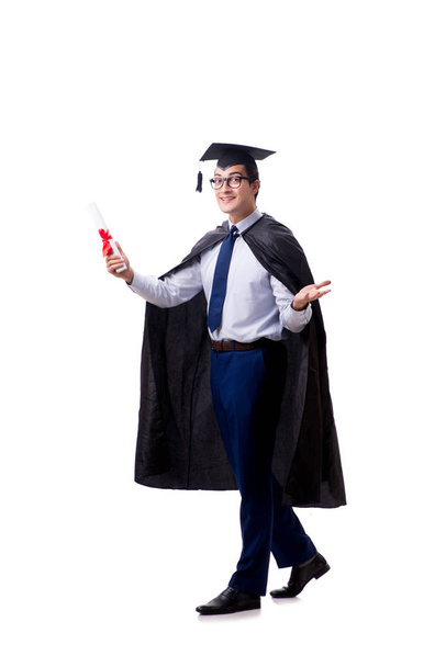 Estudante graduado isolado em fundo branco - Foto, Imagem
