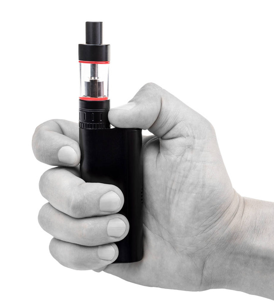 Черный дым в руке человека на белом изолированном фоне
 - Фото, изображение