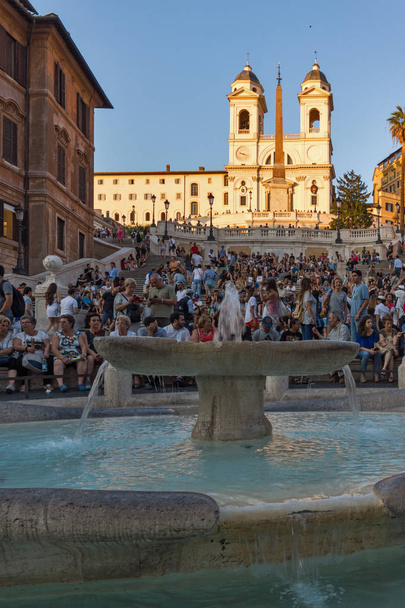 ROME, ITALY - JUNE 23, 2017: Amazing Sunset view of Spanish Steps and Piazza di Spagna in city of Rome, Italy - Fotografie, Obrázek