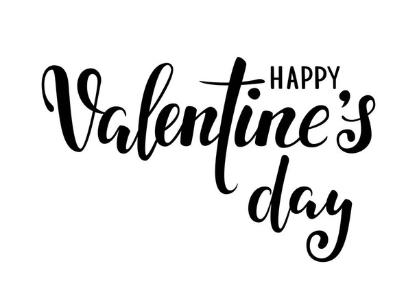 happy Valentine s day. Hand drawn creative calligraphy and brush pen lettering isolated on white background. design for holiday greeting card and invitation wedding, Valentine s day and Happy love day - Vector, afbeelding