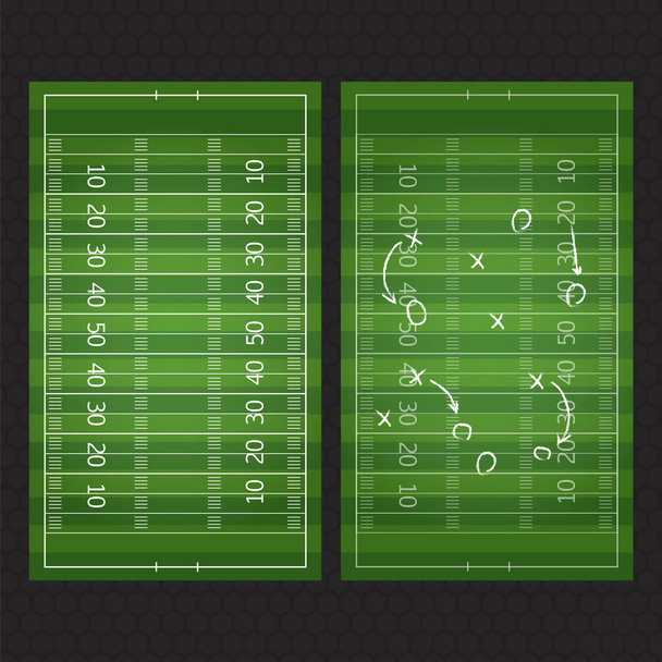 Jalkapallo tai jalkapallo peli strategia suunnitelma eristetty liitutaulu hierotaan tausta. Jalkapallo tai jalkapallo strategia aluksella
 - Vektori, kuva