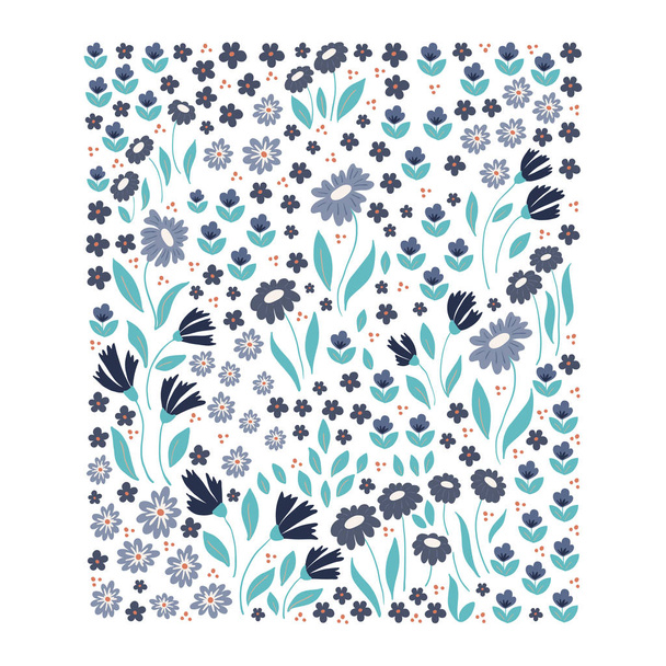 Hand drawn pattern design with flowers in garden - Vecteur, image