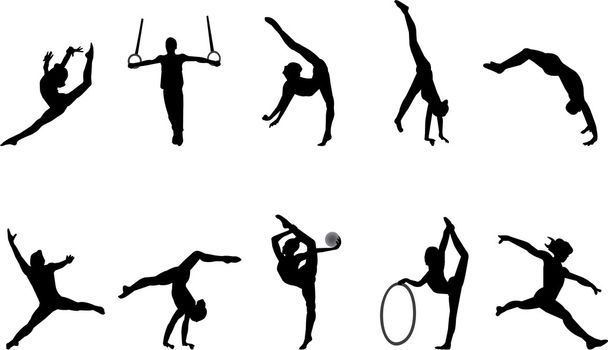 Gymnastics silhouettes - Vector, Image