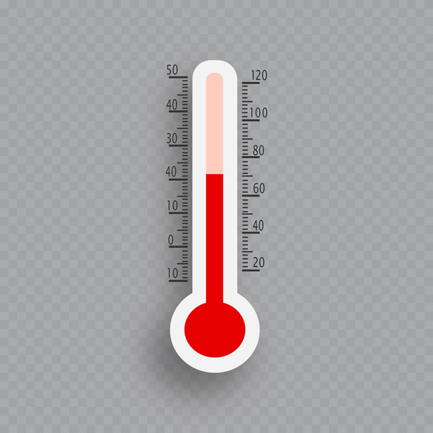 Meteorology thermometers isolated. Cold and heat temperature. Vector illustration. Celsius and fahrenheit - Vecteur, image