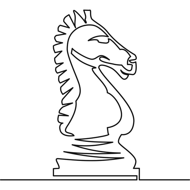 Rycerz szachy wektor ciągłego rysowania linii - Wektor, obraz