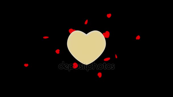  Vídeos. Ilustración 3D.. Pequeños corazones rojos giran alrededor de un corazón central dorado. Símbolo del amor y el Día de San Valentín. - Metraje, vídeo