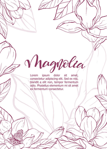 Szkicu liniowego magnolia kwiat. - Wektor, obraz