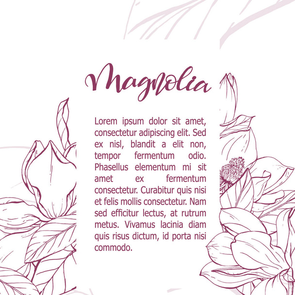 Sketch linear magnolia blossom. - Vector, Image