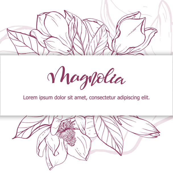 Schets lineaire magnolia bloesem. - Vector, afbeelding