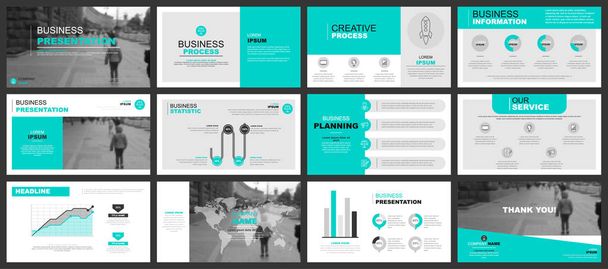 Business presentation slides templates from infographic elements. Can be used for presentation, flyer and leaflet, brochure, corporate report, marketing, advertising, annual report, banner, booklet. - Vector, Image