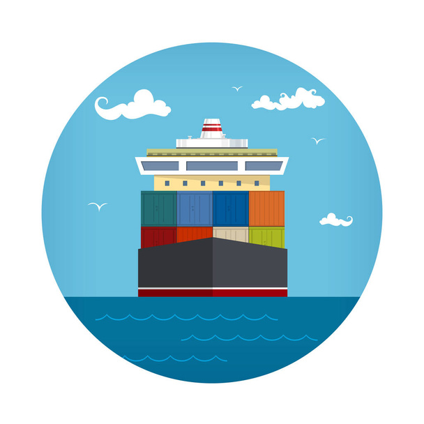 Icono de barco contenedor de carga
 - Vector, imagen