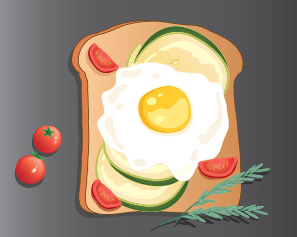 eggs on toast with garnish - Vector, Image